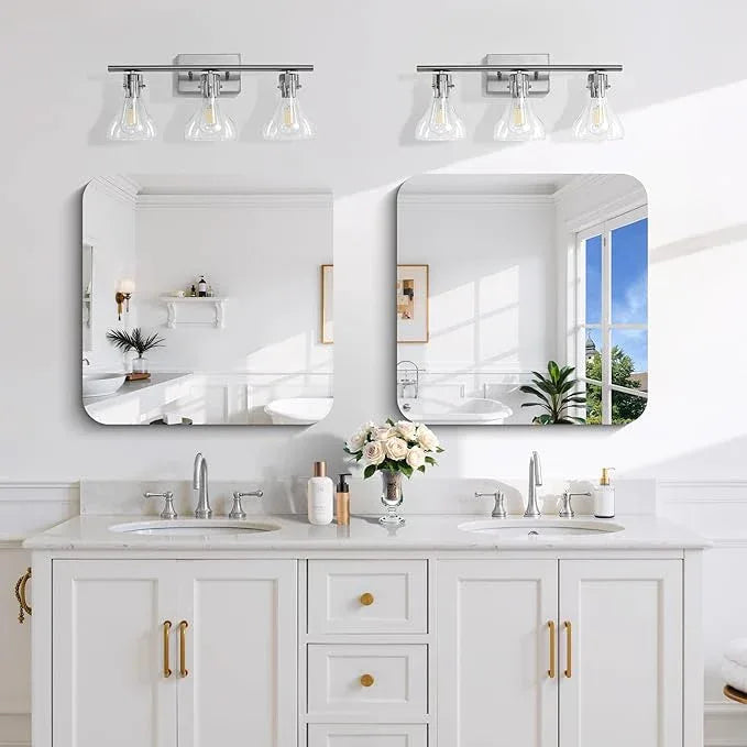CILIBER Frameless Wall Mirror, 24" x 24" Square Bathroom Mirror Rounded Corner, HD Shatterproof Vanity Mirror with Polished Edge for Over Sink, Bedroom, Entryway, Vertical or Horizontal - ModernBath
