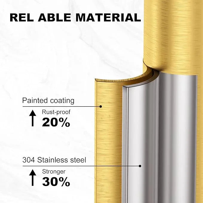 Toilet Paper Holder Free Standing, 25” H Stainless Steel Brass Gold Toilet Paper Stand, Weighted Base Floor Tissue Roll Holder for Bathroom,Toilet Roll Stand - ModernBath