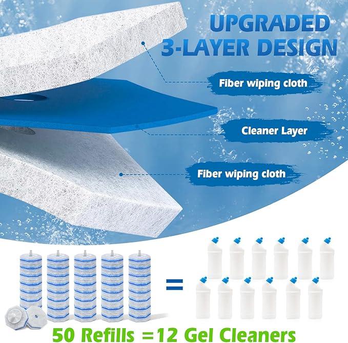 50 Count Disposable Toilet Wand Refills for Clorox, Upgraded Replacement Brush Heads Compatible With Most Toilet Wand Refill System - 5X Cleaning Power Toilets Bowl Cleaner with Exclusive Formula - ModernBath