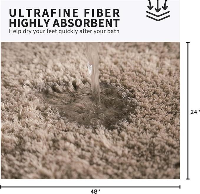 FIFU Bathroom Runner Rug 24" W x 48" L, Bath Mats for Bathroom, Bedroom & Kitchen, Non-Slip Rubber Latex Backing, Comfort & Soft Shower Bathmat & Carpet for Sink, Home & Hallways, Beige - ModernBath