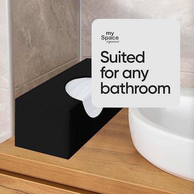 Rectangle Tissue Box Cover | Fits Top Side Opening Tissue Boxes | Black Tissue Box Holder for Bathroom | Premium Acrylic Tissue Cover - ModernBath