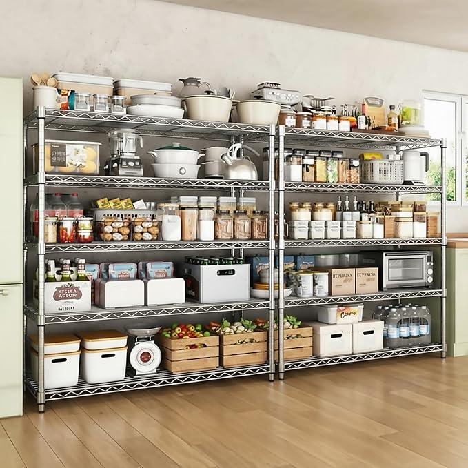 MZG 1750 lbs 5 Tier Storage Rack Metal Wire Shelving Unit, Storage Standing Household Shelf Organizer for Kitchen Pantry Closet Garage Basement Utility Room, Chrome 15.7" D x 45.3" W x 70.4" H - ModernBath