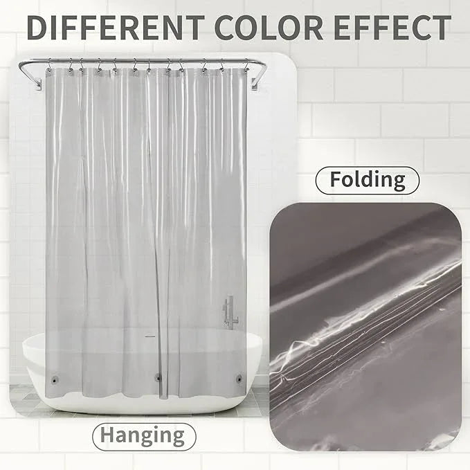 Barossa Design Clear Black Long Shower Curtain Liner 78" Height - 3 Magnets & Waterproof Lightweight PEVA Shower Liner for Bath Tub, PVC Free, Metal Grommets, Clear Black, 72x78 - ModernBath