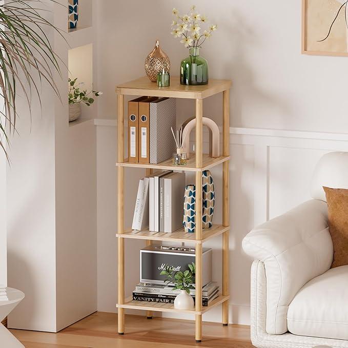 AmazerBath Bamboo Bathroom Shelf, 4-Tier Bathroom Storage Shelf, Multifunctional Storage Rack for Living Room Bedroom Kitchen, Space Saver - ModernBath