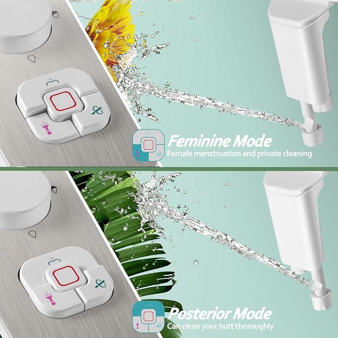 SAMODRA Bidet Attachment, Non-Electric Cold Water Bidet Toilet Seat Attachment with Pressure Controls, Retractable Self-Cleaning Dual Nozzles for Frontal & Rear Wash - Brushed Nickel - ModernBath