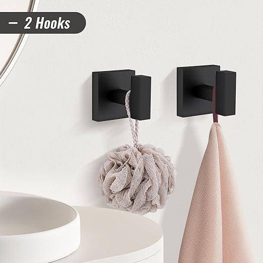 YACVCL Black Towel Bar Set 5-Piece Bathroom Hardware Accessories Set,SUS304 Stainless Steel Towel Rack Set,23.6 Inch Towel Bar,Toilet Paper Holder,Towel Ring and Towel Hooks,Wall Mounted - ModernBath