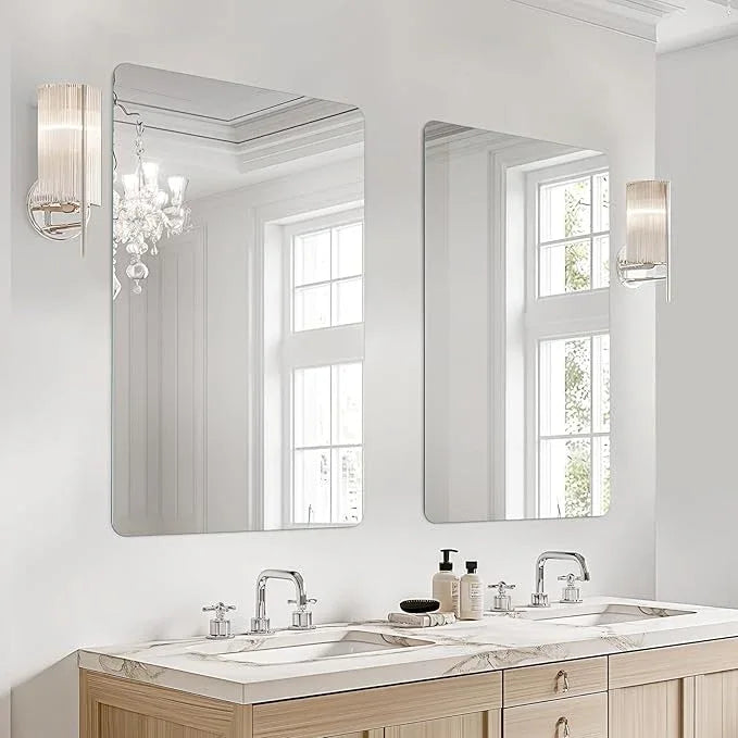 USHOWER 2-Pack Frameless Bathroom Mirrors for Over Sink, 24x36 Inch Rectangular Bathroom Mirrors with Rounded Corner, Shatterproof Mirror for Vanity, Bedroom, Entryway Upgraded & Remodel - ModernBath