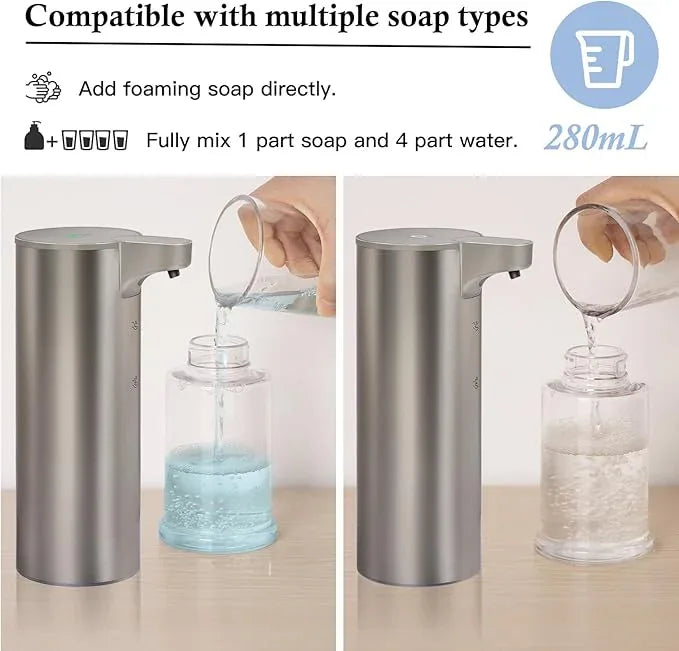 Automatic Foaming Soap Dispenser, Rechargeable Touchless Foam Hand Soap Dispenser for Bathroom, Stainless Steel Soap Pump for Kitchen, Water-Resistant, Xmas Gift 9oz - ModernBath