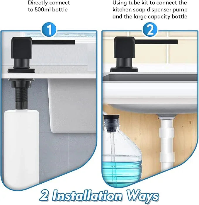 CREA Soap Dispenser for Kitchen Sink, Kitchen Soap Dispenser Black Square Built in Sink Soap Dispenser for Bathroom with 17 OZ Bottle - ModernBath