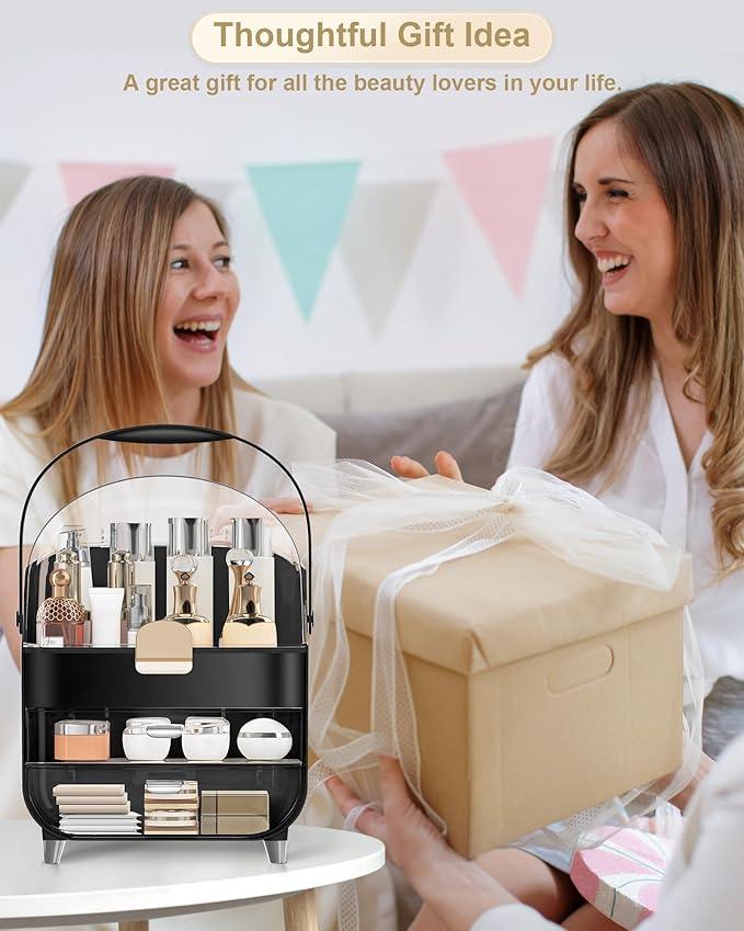 Makeup Organizer Countertop, Skincare Holder Bathroom Counter Organizer, Storage Box Cosmetic Display Cases, Teen Girl Gifts Make up Organizers for Vanity, Dresser (Black) - ModernBath