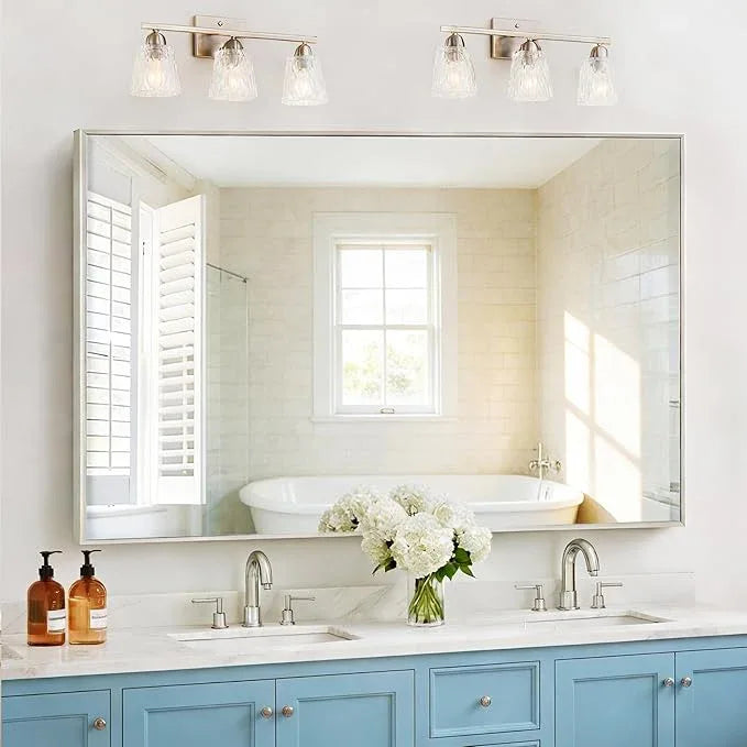 COFENY 36x55 inch Bathroom Mirror, Silver Rectangle Mirror with Thin Metal Frame, Large Rectangular Wall Mirrors for Bathroom, Living Room, Big Mirror Hang Horizontal/Vertical - ModernBath
