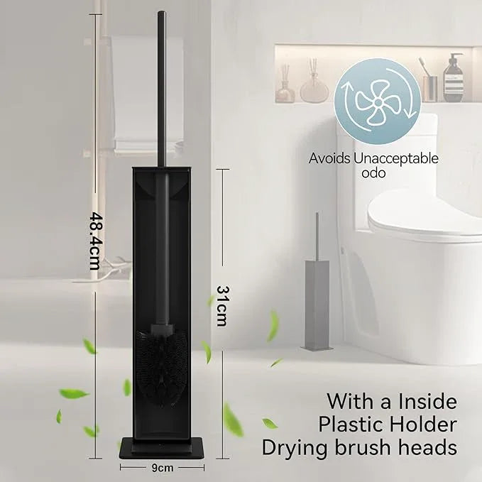 Black Toilet Brush and Holder,Toilet Bowl Brush with Extra Long Handle - ModernBath