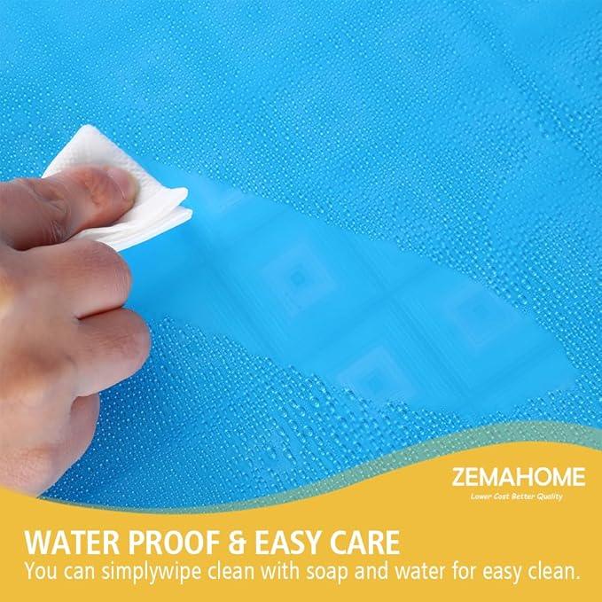 ZEMAHOMEEVA 3D Blue Geometric Plastic Shower Curtain Liner - Premium Light Weight 72" x 72" Blue Bathroom Shower Showroom Curtain Liner with Rustproof Metal Gromments and Weighted Magnet - ModernBath