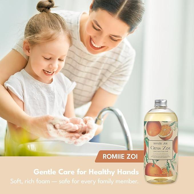 ROMIIE ZOI Liquid Hand Soap Refill Gift Set – 3 Pack (26 Fl Oz Each), Citrus Zest Scent – Moisturizing, Biodegradable & Cruelty-Free Formula with Essential Oils for Sensitive Skin - ModernBath