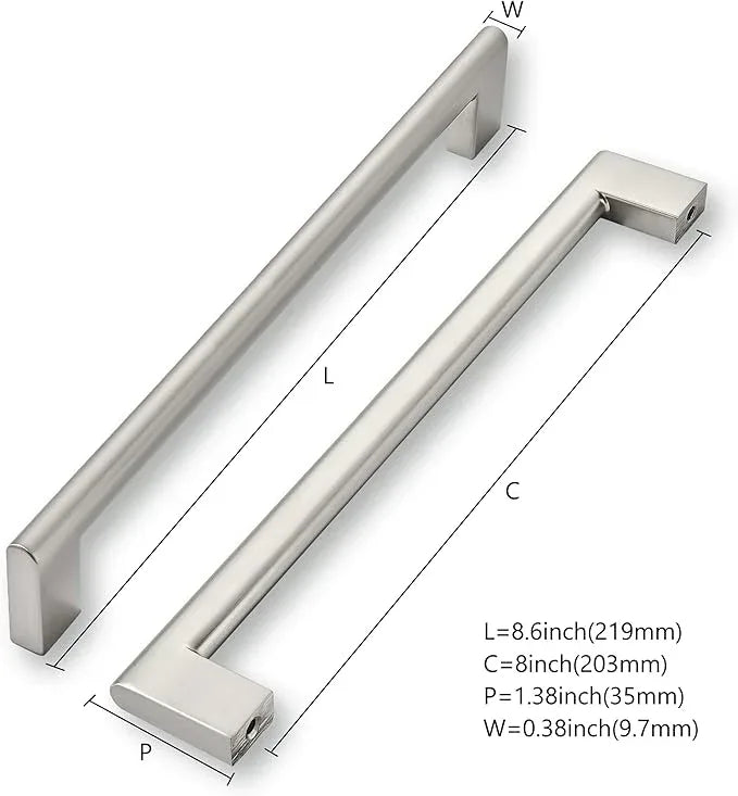 khtumeware 8 Inch Hole Center 6 Pack,Brushed Nickel Cabinet Pulls Heavy Duty Solid Satin Nickel Kitchen Drawer Handle Antique Cabinet Hardware for Bathroom, Drawer, Cabinet - ModernBath