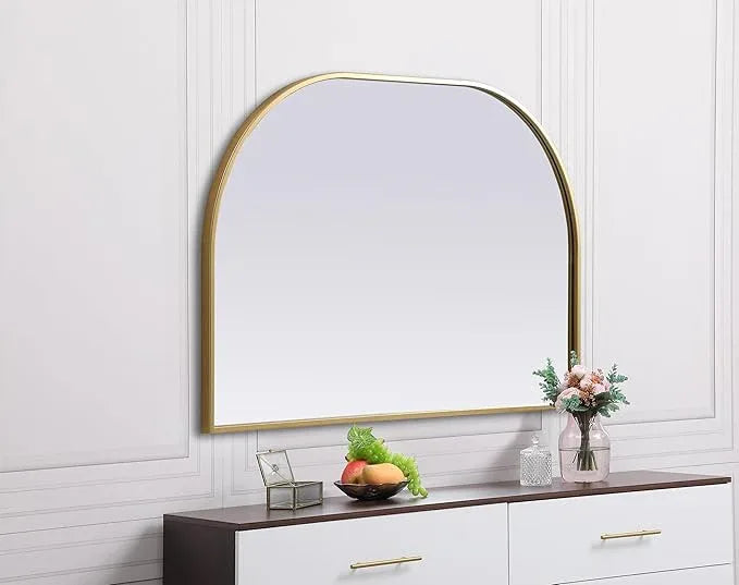 Illuminate, Metal Frame Arch Mirror 36X24 Inch in, Modern, Brass - ModernBath