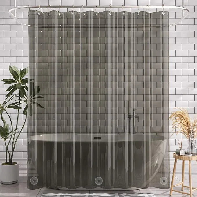 AmazerBath Transparent Black Shower Curtain Liner, 72x72 Shower Liner, Lightweight Plastic Shower Curtain Liners, Cute Waterproof Shower Liner for Bathroom with 3 Magnets and 12 Grommet Holes - ModernBath