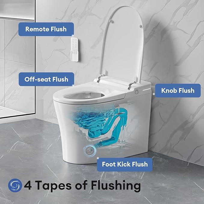 Rivix Ceramic Smart Toilet with Bidet Built-In,Bidet Toilet Auto Open/Close Lid, ADA Comfort Height One-Piece Toilet,Toilet With Bidet Built in Auto Deodorizer, Night Light & Digital Display - ModernBath
