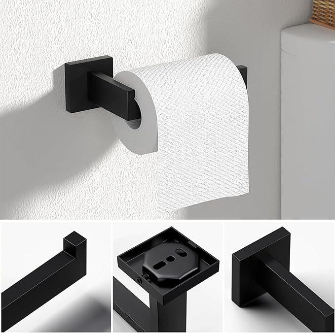 JOPOFI 5 Piece Bathroom Towel Bar Set - SUS304 Stainless Steel Bath Towel Holder, 15.7 Inch Towel Racks for Bathroom Wall Mounted, Bathroom Hardware Accessories Set - Matte Black - ModernBath