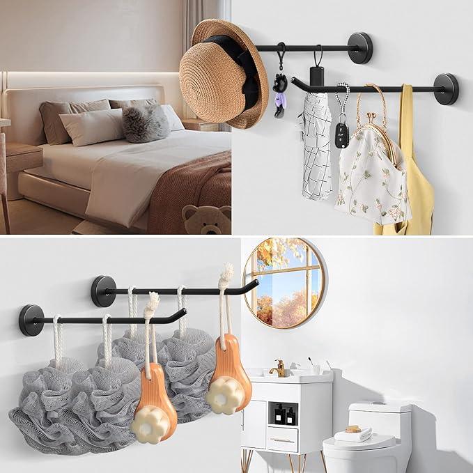 NearMoon Coat Hooks, Wall Mount Hooks for Hanging Hat Hurse Robe, 304 Stainless Steel Heavy Duty Towel Hangers for Bathroom Livingroom Hotel Kitchen Garage, 6 Pack (8 Inch, Matte Black) - ModernBath