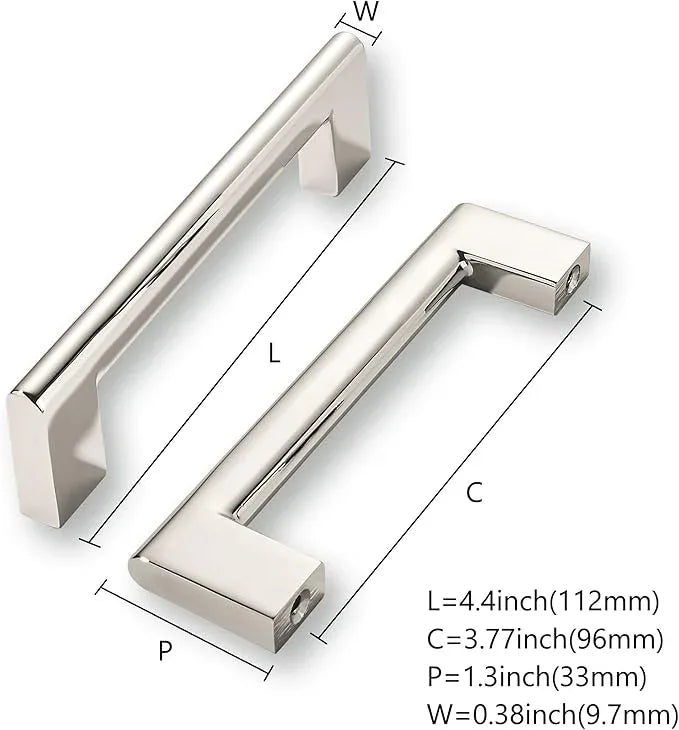 khtumeware 3-3/4 Inch Hole Center 10 Pack Polished Nickel Cabinet Pulls Heavy Duty Solid Kitchen Drawer Handle, Hardware for Bathroom, Drawer, Cabinet, Door Cabinet - ModernBath