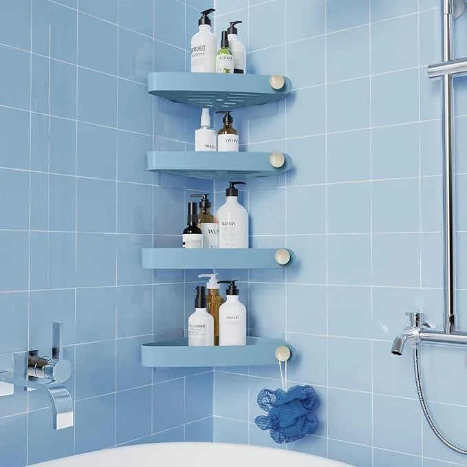 Sotfamily Shower Caddy Corner, 4 Pack Adhesive Corner Shower Shelves for Bathroom Organizers and Storage, Rust Free Plastic Rack for Bathroom Accessories & Decor, Light Blue - ModernBath