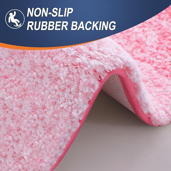 OLANLY Bathroom Runner Rugs 47x17, Extra Soft Absorbent Microfiber Bath Rugs, Rubber Backing, Quick Dry, Machine Washable Bath Mats for Bathroom Floor, Tub and Shower, Home Decor Accessories, Pink - ModernBath