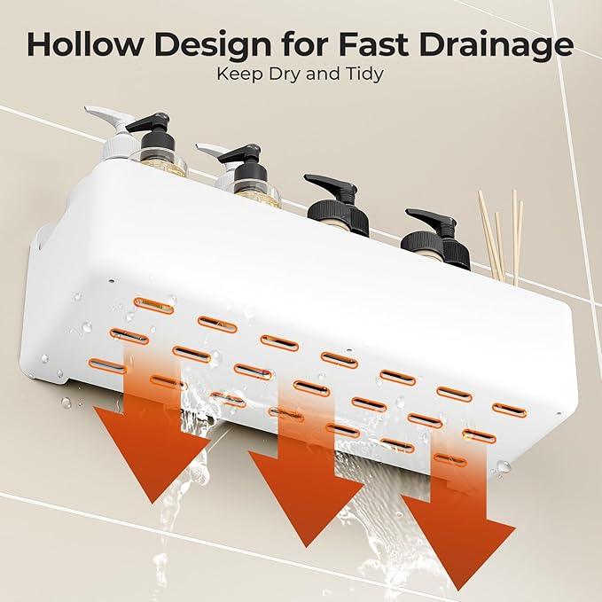 Orimade Shower Caddy 4-Pack, No-Drill Adhesive Shelves for Bathroom, Rustproof ABS Storage Organizer Set, White - ModernBath