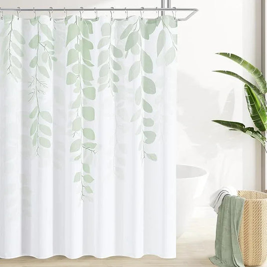 BOODII Mist gage Leaf Shower Curtain for Bathroom Botanical Eucalyptus Nature Eucalyptus Shower Curtain Set Floral Leaves Waterproof Bathroom Bath Curtains with Hooks 72x72 - ModernBath