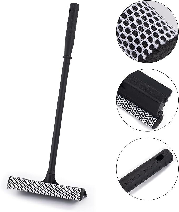 Matthew Cleaning All Purpose Window Squeegee Window Cleaner Tool,Car Squeegee Windshield Cleaning Sponge and Rubber Squeegee,2-in-1 Window Cleaner Sponge(8'') and Soft Rubber with Pole 20’’(6Pack) - ModernBath