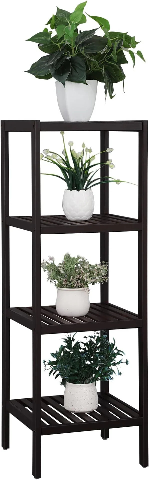 SONGMICS Bamboo Storage Shelf, 4-Tier Shelving Unit, Multifunctional, in the Entryway, Bathroom, Living Room, Balcony, Kitchen, 13 x 13 x 38.6 Inches, Brown UBCB54C - ModernBath