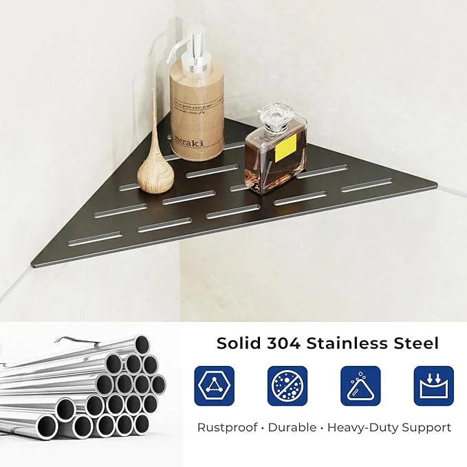 Corner Shower Caddy Shelf, Recessed Built-in Bathroom Storage for Tiled 90° Walls, Matte Black 304 Stainless Steel, Set of 2 - ModernBath