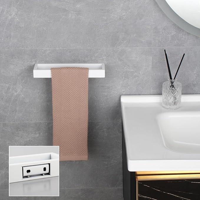 GERZWY 2 Piece Bathroom Hardware Set - Towel Ring and Towel Bar Stainless Steel Wall Mounted, White - ModernBath