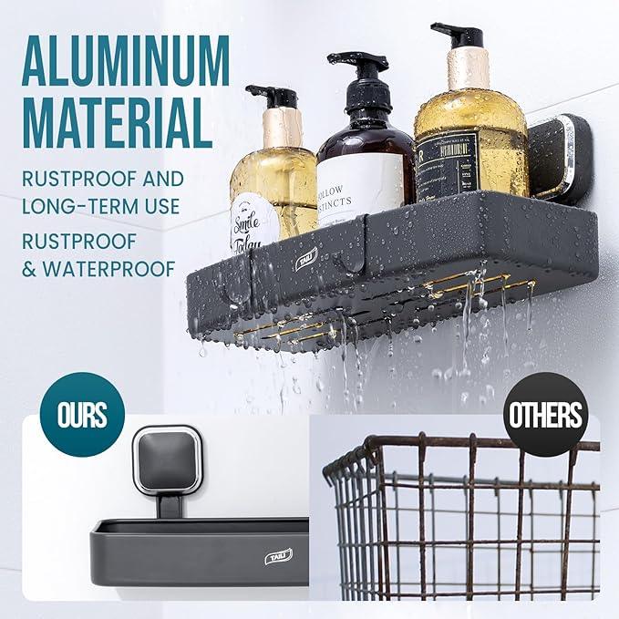 TAILI Shower Caddy Suction Cup, Heavy Duty Shower Organizer for Bathroom, Removable Shelves for Inside Shower, Wall Mounted Aluminum Storage for Bathroom Holder, Dark Gray - ModernBath