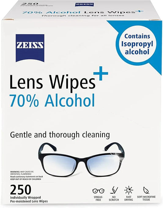 ZEISS Pre-Moistened Lens Cleaning Wipes with 70% Alcohol, 250 Count - ModernBath