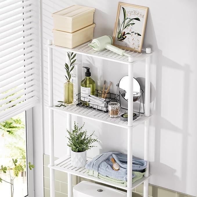 AmazerBath Bamboo Over The Toilet Storage Shelf, Over Toilet Bathroom Organizer Rack, 3-Tier Bathroom Shelves Over Toilet, Space Saver, White - ModernBath