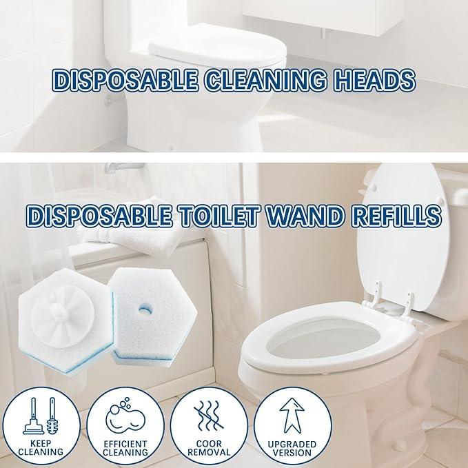 50 Pcs Disposable Toilet Brush Refills, Toilet Bowl Cleaning Wand Refills, Toilet Brush Replacement Head for Bathroom and Toilet Cleaning - ModernBath