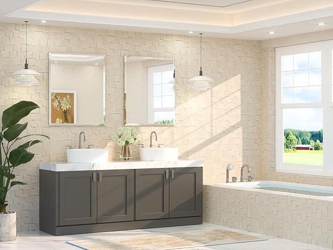 TETOTE 30" x 36" Rectangle Mirror with Frameless Tempered Beveled Edge for Vanity and Bathroom - ModernBath
