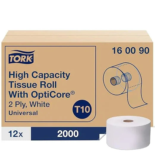 Tork OptiCore® Mid-size Toilet Paper Roll White T10, Universal, 2-ply, 12 x 2000 sheets, 160090 - ModernBath