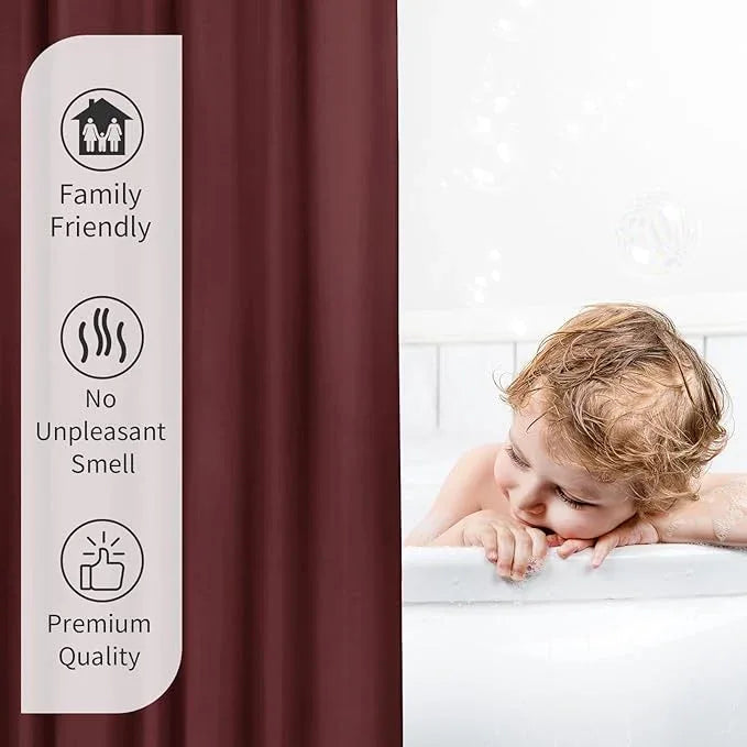 Gibelle Long Shower Curtain Liner 72 x 78 Inches, Burgundy Red Shower Curtain Liner, Washable Waterproof Fabric Bathroom Shower Curtain - ModernBath