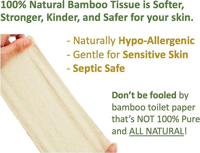 Purafide 100% Bamboo, thick 3-ply toilet paper, tree-free, unbleached, sustainable, 300 sheets per roll (TP 24) - ModernBath