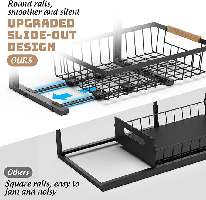 Under Sink Organizer and Storage, Slide Out Under Cabinet Storage Pull Out Sink Shelf Cabinet Storage Shelves, Undersink Organizers for Kitchen Bathroom Cabinet - ModernBath