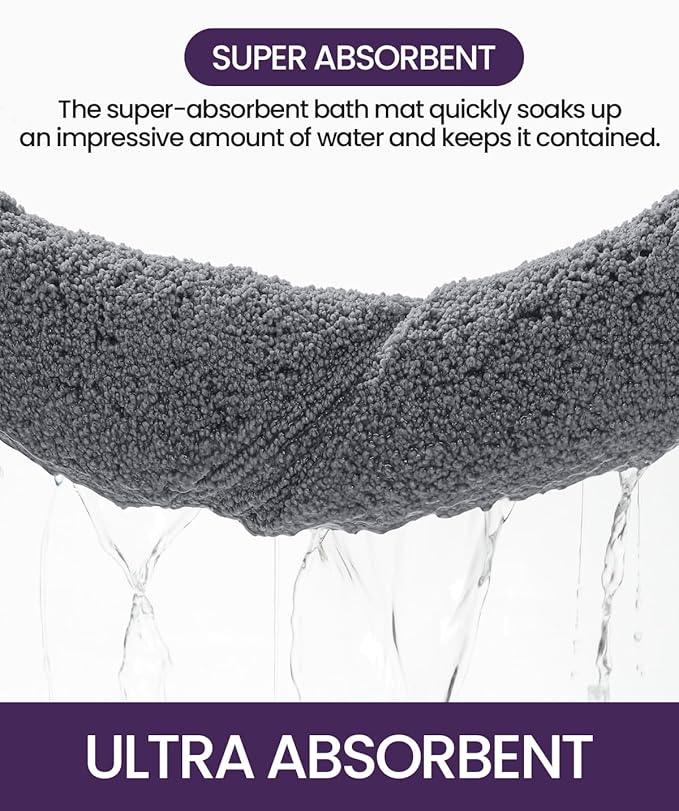 DEXI Bathroom Rugs 24x16, Washable Non Slip Bath Mat for Shower Floor, Absorbent Quick Dry Bathmat with Rubber Backing, Ultra Soft Plush Carpet for Tub, Grey - ModernBath