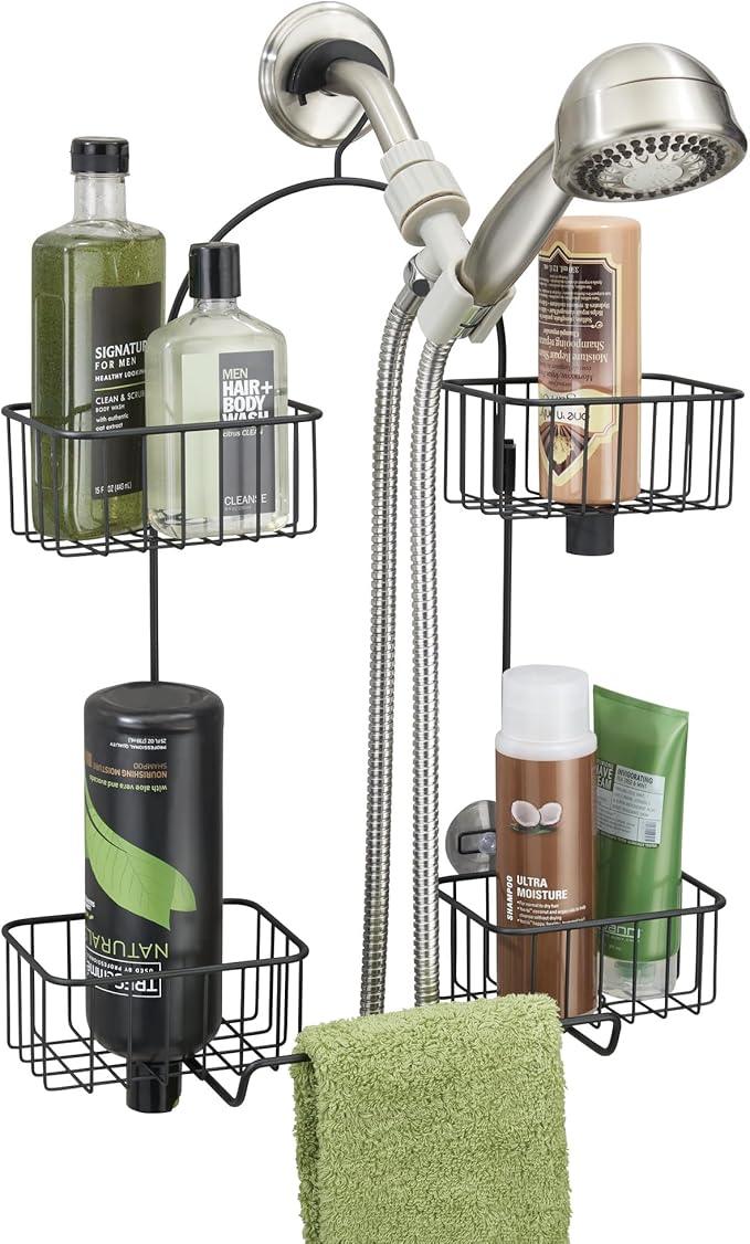 iDesign Hanging Handheld Shower Hose Caddy - Storage for Shampoo, Conditioner, or Body Wash - Matte Black - ModernBath