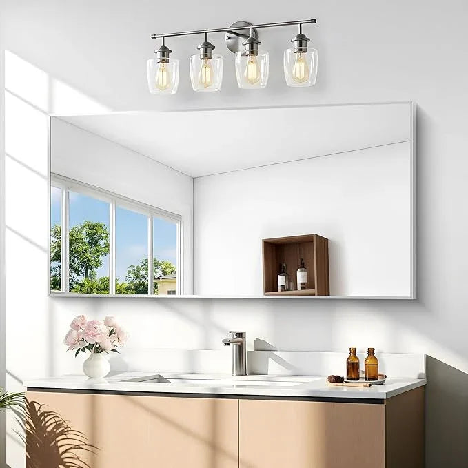BONEWEI Silver Bathroom Mirror,24x48 inch Wall Mirror for Bathroom Wall Mounted,Large Rectangle Mirror for Bathroom Over Sink,Modern Metal Frame for Living Room,Bedroom Entryway,Horizontal/Vertical - ModernBath