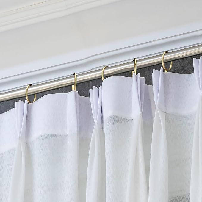 Hotop 30 Pcs Metal Drapery Curtain Rings 0.98/1.26/1.65 inch Interior Diameter and 30 Pcs Hanging Curtain Drapery Pin Hooks for Window Door Shower(Gold,25 mm) - ModernBath