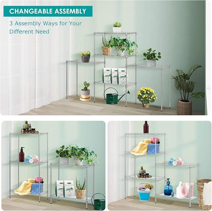 BNSPLY 5 Tier Wire Shelving Unit, Adjustable Wire Rack Shelving, Changeable Metal Wire Storage Shelves for Kitchen, Laundry, Bathroom, Balcony, Pantry (11.4" D x 21.3" W x 59" H, Silver) - ModernBath