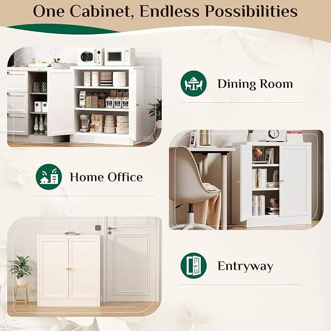 Storage Cabinet, Metal Bathroom Floor Organizers and Storage Cabinets, Freestanding Small Cabinet for Restroom, 3 Shlves Home、Bathroom、Living Room Cabinets - White - ModernBath