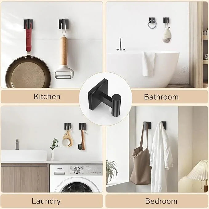 5 Pieces Bathroom Hardware Set Matte Black Towel Bar Set Includes 23.6” Towel Bar, Towel Ring Holder, Toilet Paper Holder and Two Towel Hooks, Bathroom Accessories Set SUS304 Wall Mounted - ModernBath