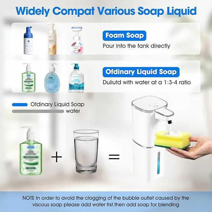 Automatic Foaming Soap Dispenser,Touchless Soap Dispenser,13.5oz/400ml Rechargeable Wall Mounted Smart Dispenser for Bathroom Kitchen,Easy for Toddlers(White) - ModernBath